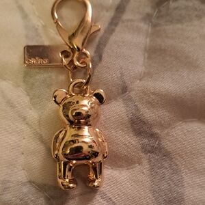 Coach Gold Teddy Bear Charm Keychain